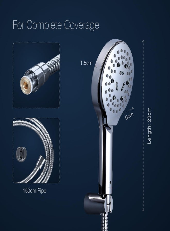 Hindware Italian Collection F160209CP 6-Flow Hand Shower for Bathroom | Made of ABS | Rain, Mist, Massage & Combination Modes | Water Saving Feature | Comes with 1.5m Hose Pipe & Wall Hook - Image 5
